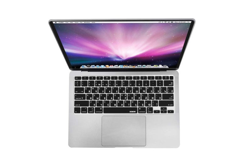 XSKN Russian/English Bilingual Design Black Silicone Keyboard Cover Skin for 2020 MacBook Air 13 inch A2179 with Touch ID and A2337 M1 Keyboard- US Version - Image 2